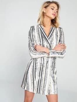 Image of Forever Unique Antares Sequin Blazer Dress - Nude, Size 16, Women