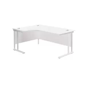 Image of Twin Upright White Left Handed Radial Desk - 1800mm x 1200mm - White Frame