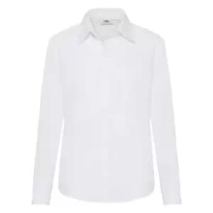 Image of Fruit Of The Loom Ladies Lady-Fit Long Sleeve Poplin Shirt (XL) (White)
