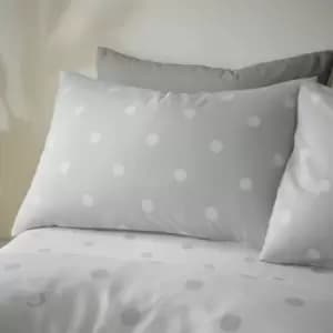 Image of Catherine Lansfield Brushed Spot Standard Pillow Cases, Grey, Pair