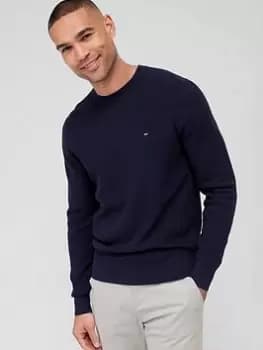 Image of Tommy Hilfiger Interlaced Structure Crew Neck, Blue, Size XL, Men