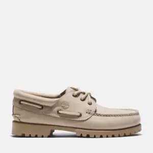 Image of Timberland 3-eye Lug Handsewn Boat Shoe For Men In Beige Beige, Size 6.5