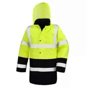 Image of Result Mens Two Tone Safety Coat (2XL) (Fluorescent Yellow/Black)