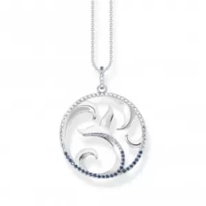 Image of Sterling Silver Tail Fin Blue Stones Necklace KE2145-644-1-L50V