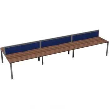 Image of 6 Person Double Bench Desk 1400X780MM Each - Silver/Dark Walnut