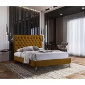 Image of Casana Bed King Plush Velvet Mustard
