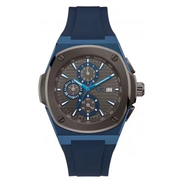 Image of Gents Coussin Shape Blue Gun-Metal Watch Y99004G5MF