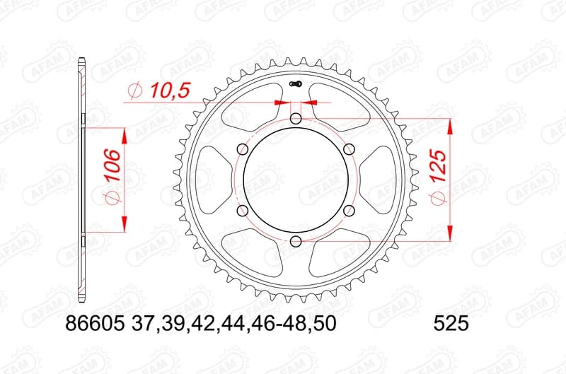 Image of AFAM Rear Sprocket Steel Standard - 525