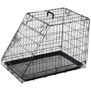 Image of Pawhut Trapeze Collapsible Pet Travel Box w/ Removable Tray - Black