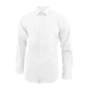 Image of Brook Taverner Mens Pisa Long Sleeve Slim Fit Shirt (16) (White)