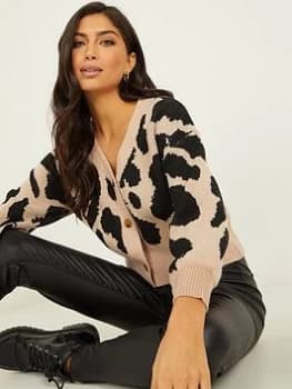 Image of Quiz Stone Knitted Animal Cardigan - S - natural