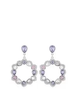 Image of Mood Silver Lavender And Crystal Forward Facing Drop Earrings, Silver, Women