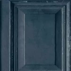 Image of Grandeco - Rustic Wood Panels Navy Panelling Feature Quality Textured 3D Vinyl Wallpaper