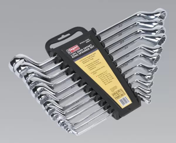 Image of Genuine SEALEY S0847 Deep Offset Ring Spanner Set 12pc Metric