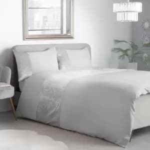 Image of Isabella Rose Amelia Crushed Velvet Duvet Set - Silver - Single TJ Hughes