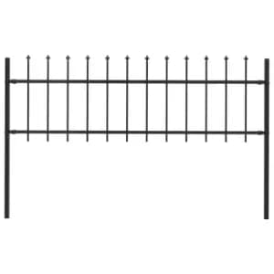 Image of Vidaxl Garden Fence With Spear Top Steel 1.7X0.6 M Black