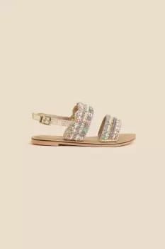 Image of Girls Embellished Beaded Scallop Sandals