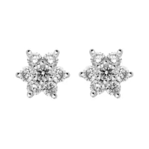 Image of 18ct White and Yellow Gold Diamond Cluster Stud Earrings