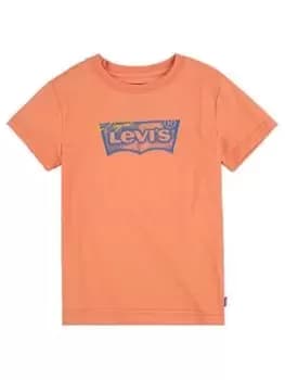 Image of Levis Boys Distressed Batwing T-Shirt - Orange, Size 8 Years