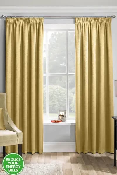 Image of Enhanced Living Matrix Ochre 46 X 72" (117X183Cm) Tape Top Thermal Noise Reducing Dim Out Curtains
