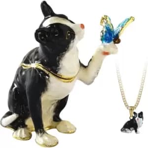Image of Secrets from Hidden Treasures 1090 Black & White Cat Trinket Box 6.5cm