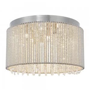 Image of 10 Light Flush Light Chrome Plate & Clear Crystal, G9