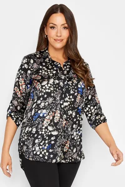 Image of M&Co Satin Shirt Black