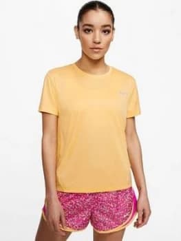 Image of Nike Running Miler Tee - Topaz Gold , Topaz Gold, Size L, Women