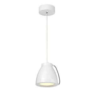 Image of LED 1 Light Small Dome Ceiling Pendant White Painted Finish