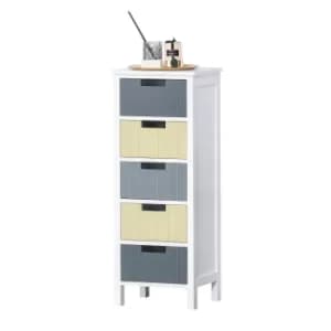 Image of HOMCOM 5 Drawer Storage Tower, Dresser Chest with Wood Top, Organizer Unit for Closets Bedroom Nursery Room Hallway