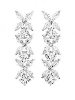 Image of Jon Richard Jon Richard Bridal Cubic Zirconia Crystal Floral Tennis Drop Earrings