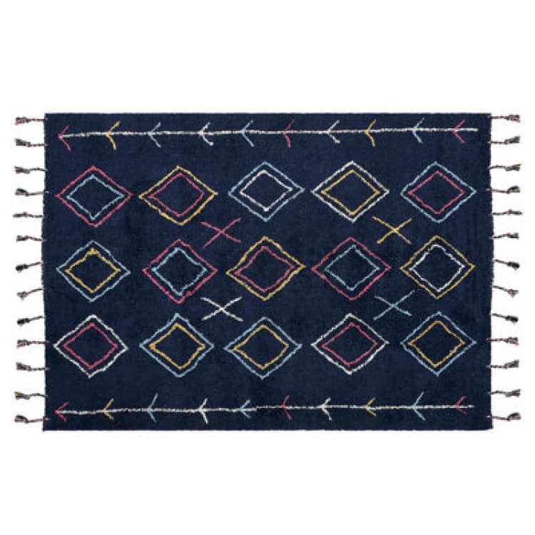 Image of Beliani Rug Corum Black 140 X 200 Cm Cotton
