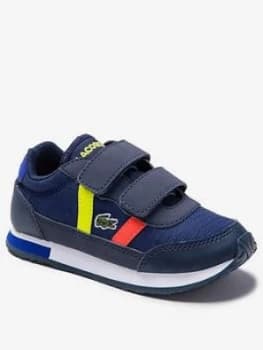 Image of Lacoste Boys Partner 0320 Strap Trainer - Navy, Size 7 Younger