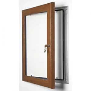Image of Stewart Superior Wall Mountable Lockable Poster Case 31 x 38cm Dark Wood
