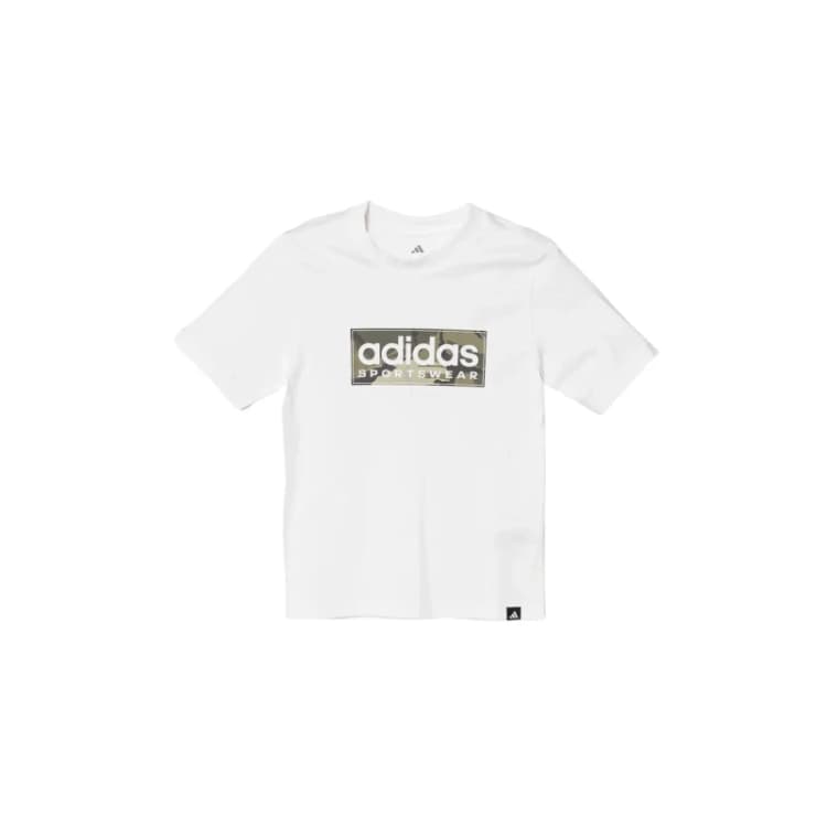 Image of adidas Logo T Shirt Junior Wht/Khaki/Grey unisex 9-10 Years