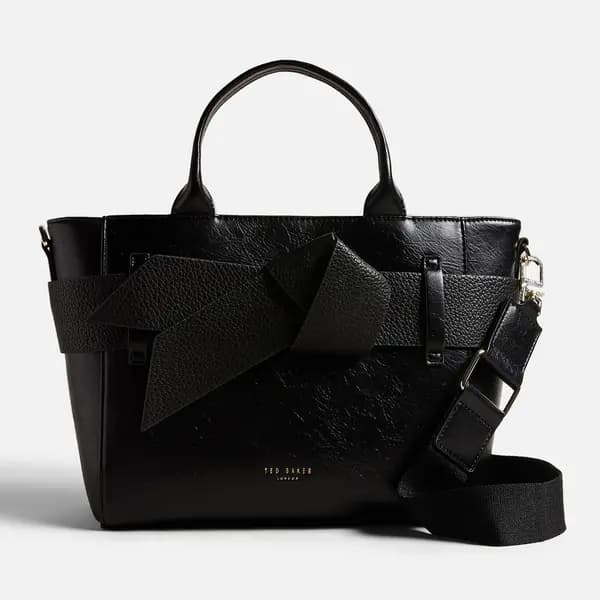 Image of Ted Baker Jimsa Bow Faux Leather Cross Body Bag Black female 260650