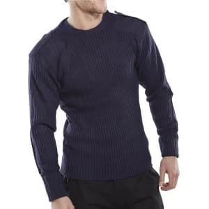 Image of Click Workwear Sweater Military Style Crew Neck 2XL Navy Blue Ref