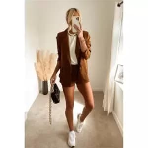 Image of I Saw It First Chocolate Tailored Woven Mini Shorts - Brown