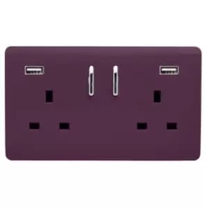 Image of Trendi Switch 2 Gang 13Amp Double Socket and 2 USB Ports - Plum