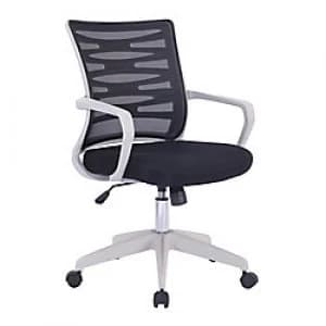 Image of Nautilus Designs Ltd. Designer Mesh Armchair with White Frame and Detailed Back Panelling Black