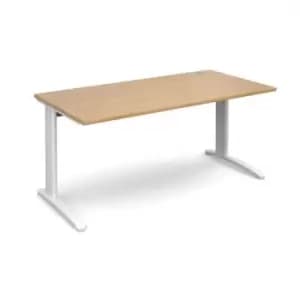 Image of Office Desk Rectangular Desk 1600mm Oak Tops With White Frames 800mm Depth TR10
