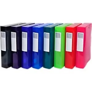 Image of Iderama Elasticated Box File PP A4 60mm, Assorted, Pack of 8