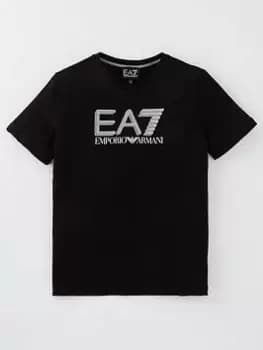 Image of Boys, EA7 Emporio Armani Childrens Visibility Logo T-Shirt - Black, Size 8 Years