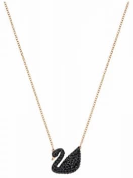Image of Swarovski Iconic Black Swan Pendant Rose Gold Plated Jewellery