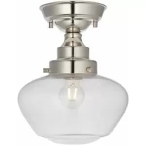 Image of Loops - Polished Nickel Semi Flush Ceiling Light Fitting & Clear Glass Shade Low Profile