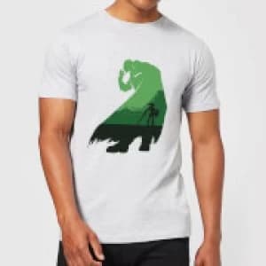 Image of Nintendo The Legend Of Zelda Green Ganondorf Silhouette Mens Light Grey T-Shirt - XL - Light Grey