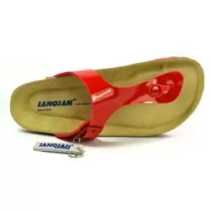 Image of Sanosan Womens/Ladies Geneve Lacquered Leather Sandals (4 UK) (Red/Brown)