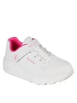 Image of Skechers Girls Uno Lite Embossed Trainer, White, Size 13 Younger