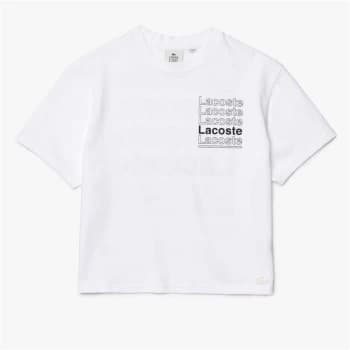 Image of Lacoste Word Short Sleeve T Shirt - White 001