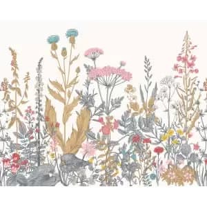 Image of Origin Murals Botanical Fleur Dove & Coral Wall Mural - 3.5m x 2.8m